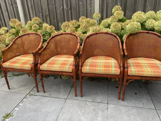 Image 1 of 4x Chaises Vintage Giorgetti en Faux Bambou