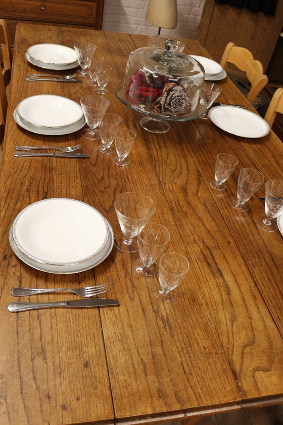 Antique Country Dining Table – Wood, Brass (photo 6 of 8)