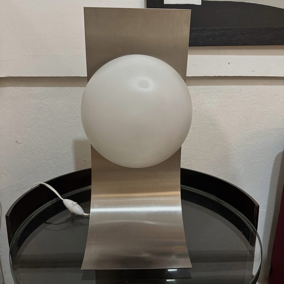 Lampada da tavolo di François Monnet, 1960, kappa, Lampade da tavolo, Metallo, Argentato (foto 7 di 8)