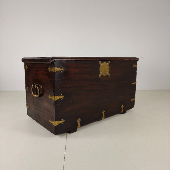 Image 1 of 18th-century Dutch VOC colonial chest with brass fittings
