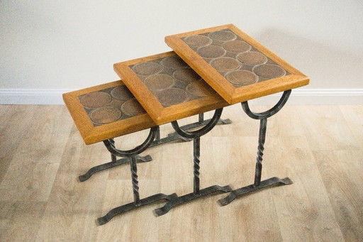 Ensemble de 3 tables gigognes Mimiset de style Brutaliste Vintage