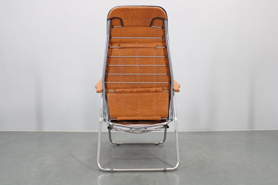 Image 1 of Sedia da salotto pieghevole italiana degli anni '70 con rivestimento in similpelle