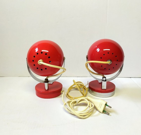 Image 1 of Ruimtevaart tafellampen van Reggiani, jaren 70, set van 2