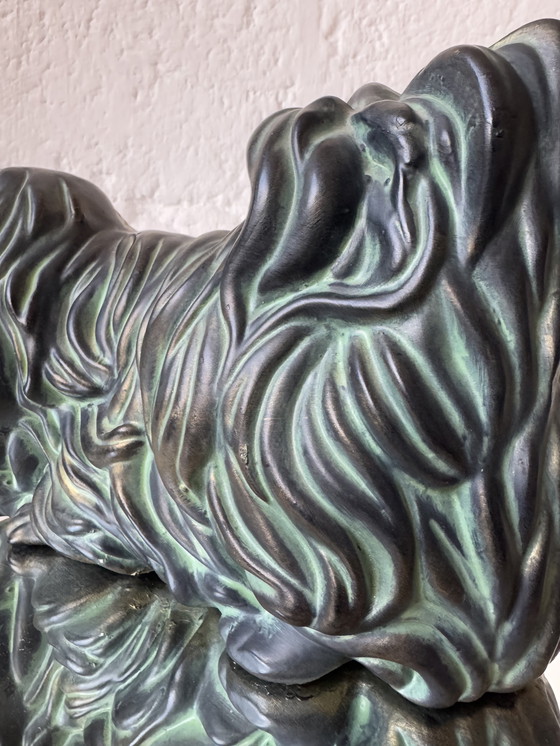 Image 1 of Cane pechinese, ceramica con patina bronzo, anni '60