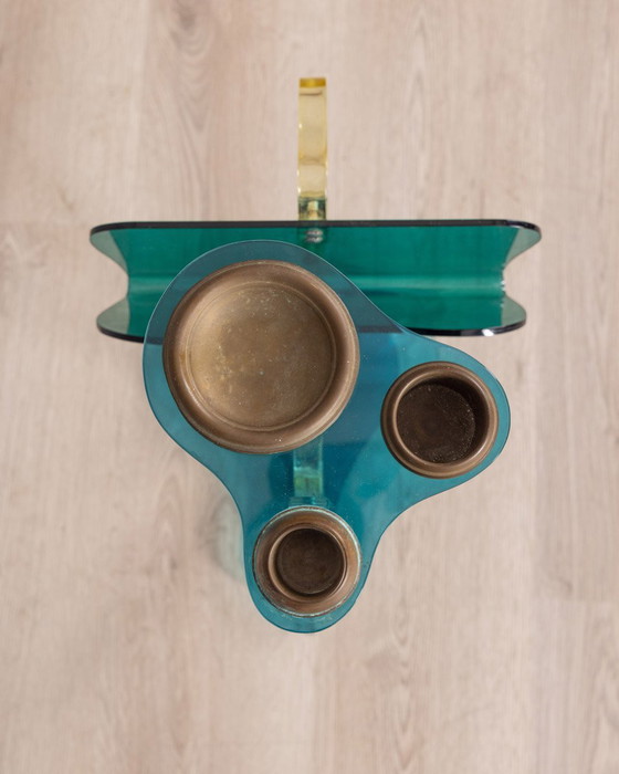 Image 1 of Floor Magazine Rack with Ashtray Vintage 80s Design Ambrosio Milano