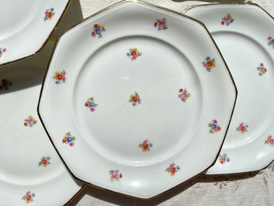 6 platos llanos de porcelana francesa floral LAMOTTE – Loza, Porcelain (photo 15 of 20)