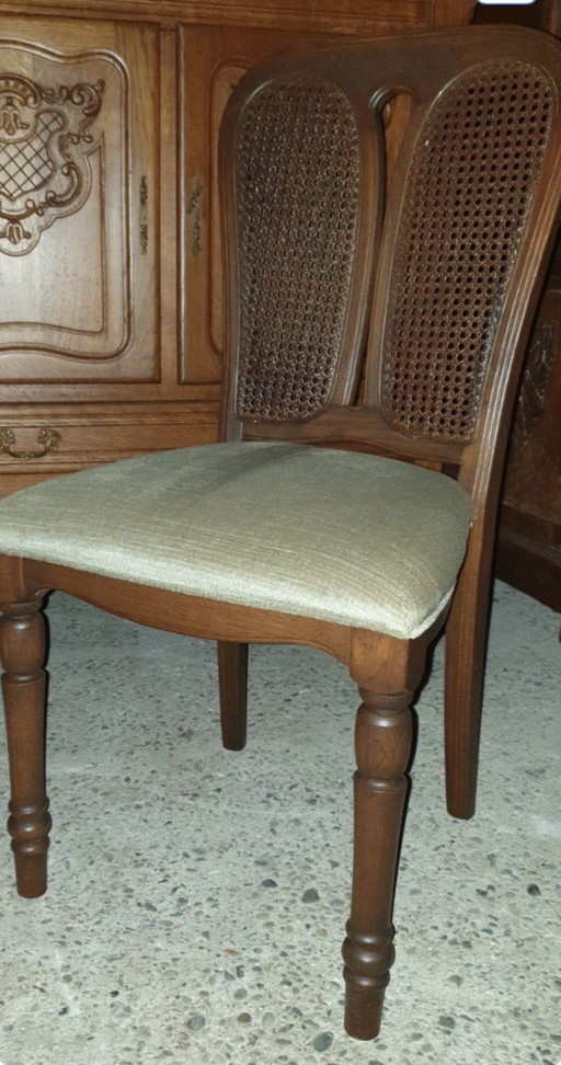 4 chaises de salle à manger classiques en chêne – eetkamerstoelen, Textile, Wood (photo 2 of 6)