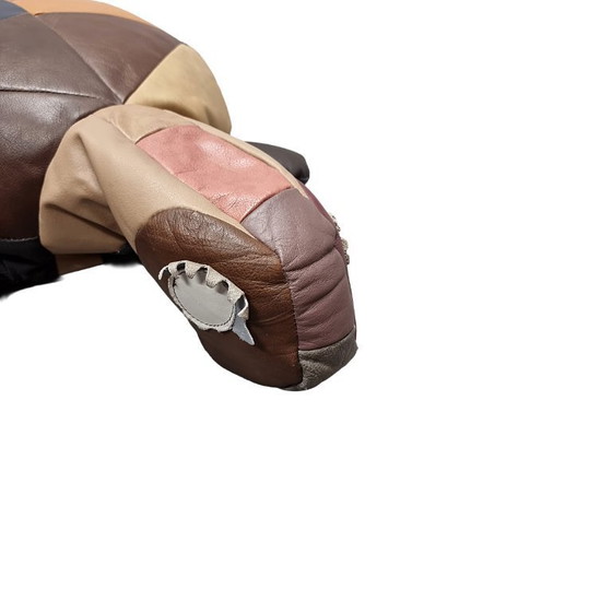 Image 1 of Vintage leather patchwork turtle pouf, 1970s