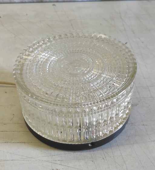 Lampada da soffitto o da parete in vetro prismatico - metà del XX secolo