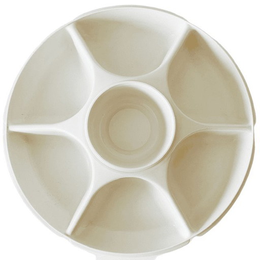 Piatto da portata vintage Tupperware per patatine e salsa, con coperchio e ciotolina per salsa, anni '80. – keukenaccessoires