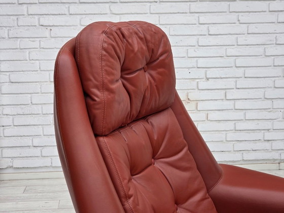 Image 1 of 1970s, Danish design by H.W.Klein, swivel armchair, furniture leather.