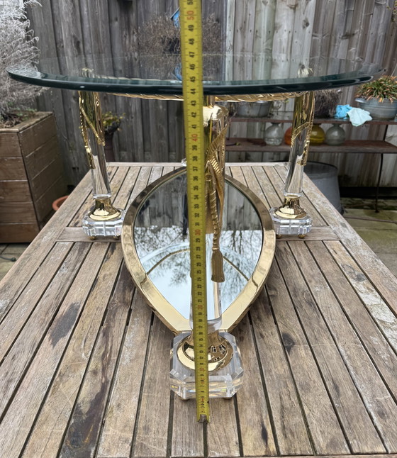 Image 1 of Tavolino da caffè Hollywood Regency | Italiano, dorato e a specchio | ca. 1975)