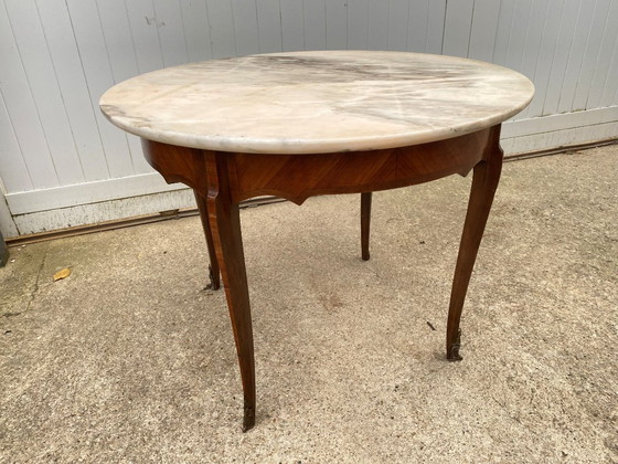 Image 1 of Louis XV style round marble coffee table