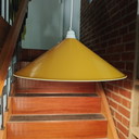 Large Vintage Scandinavian Pendant Lamp – Mustard Yellow Metal Shade Ø50 cm