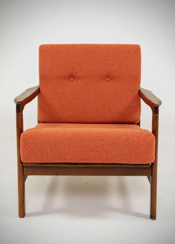 Image 1 of Modern Scandinavian chair terracotta bouclé 1965 design by Z.Baczyk 