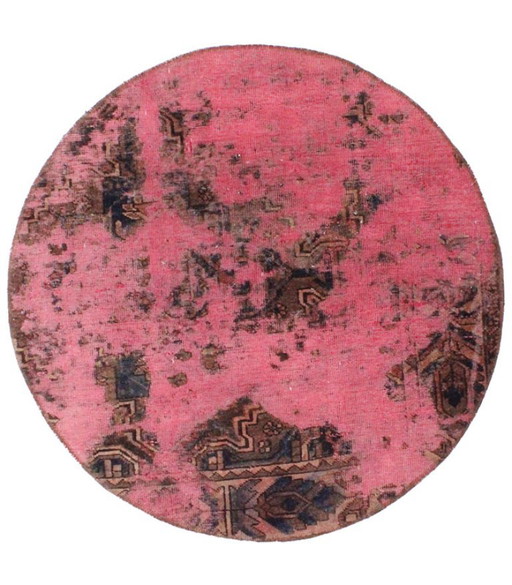 Oriental Hand-knotted Vintage Art Classic & Relief Design 110 x 110 cm Red Color