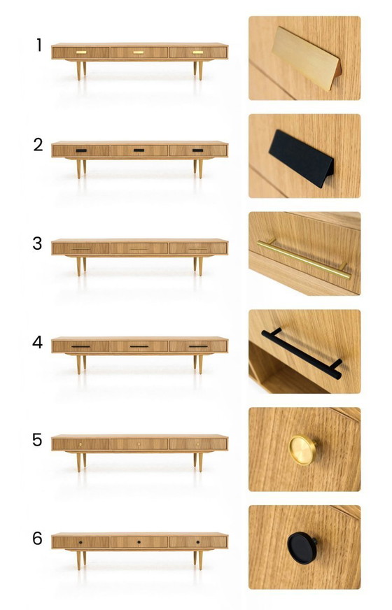 Image 1 of Buffet bas en chêne 3 tiroirs - L01