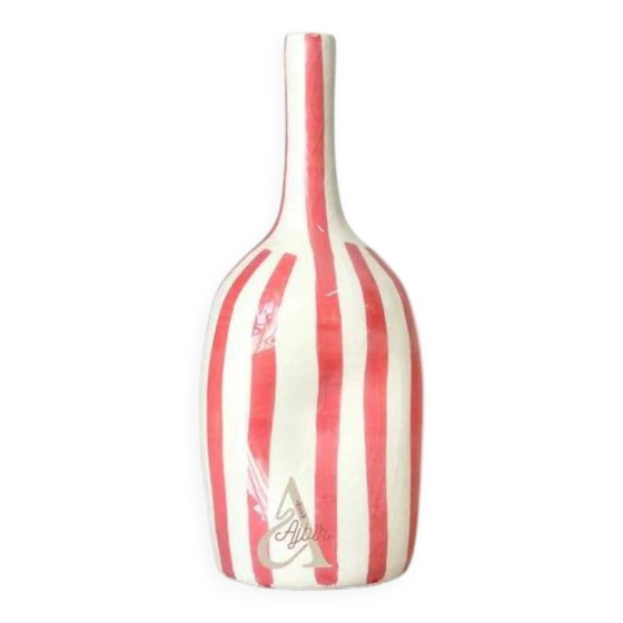 Vaso a bottiglia artigianale rosa a righe – Vasi, Porcellana, Ceramica, Scandinavian (photo 2 of 6)