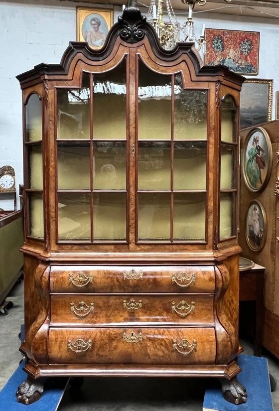 Antica vetrina olandese in stile barocco. XVIII secolo., Vetrine, Legno, Marrone, Barok (foto 2 di 8)