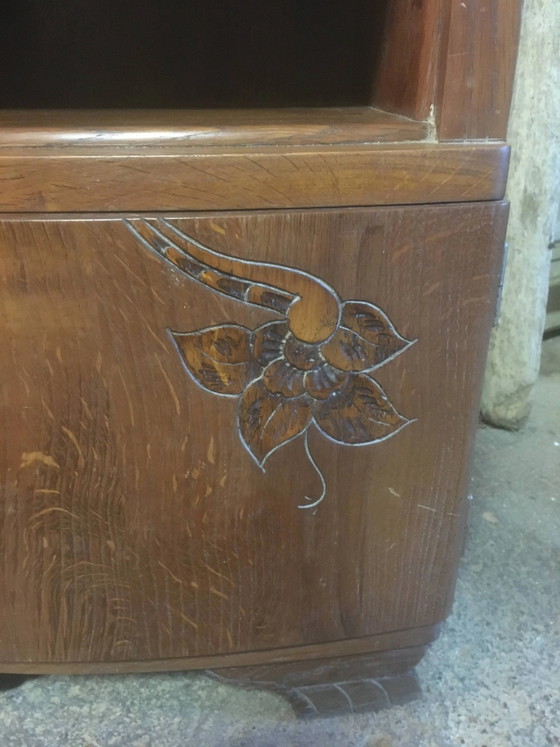 Table de chevet en chêne des années 1930/1940. – Tables de nuit, Vintage (photo 13 of 16)