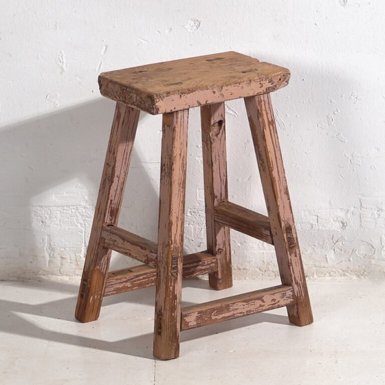 Antieke kruk met roze patina (ca. 1900) #8 – Krukjes (photo 7 of 16)