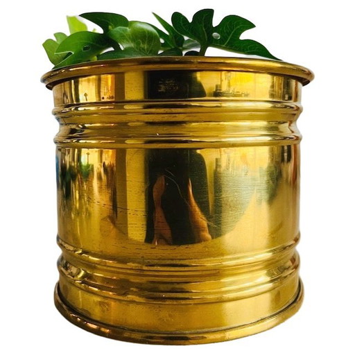 Vintage Brass Gold Flower Pot 1950's