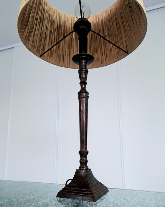 Image 1 of Lampada da tavolo Bellino in rame e rattan