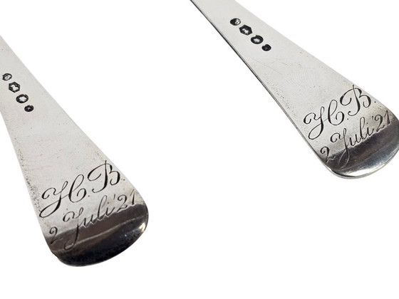 Image 1 of Zilveren dinercouvert (2) - 2e gehalte (.835) - Holland - 'HB 2 Juli 1921'