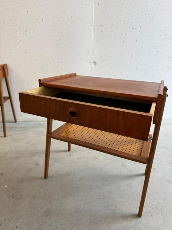 Image 1 of Set: 2 Mid Century Teak Nightstands, Refurbished, AB Carlstrom