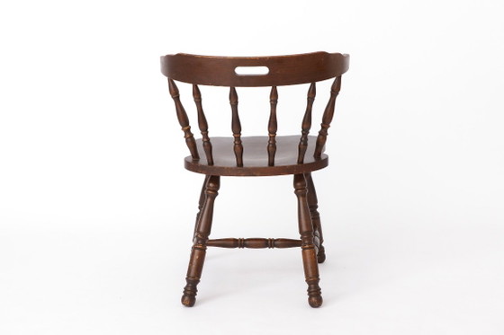 Vintage Western Style Wooden Chair, 1950s–1960s German Rustic Beechwood Dining Chair, Bonanza Style (photo 8 of 12)