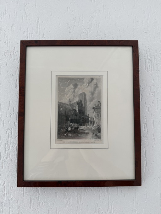 Lithographie Kathedrale von Rotterdam