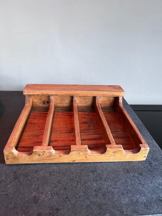 Image 1 of Handcrafted Solid Mahogany Cutlery Box | Artisan Wooden Flatware Storage | Luxury Dining Organizer | Free Shipping