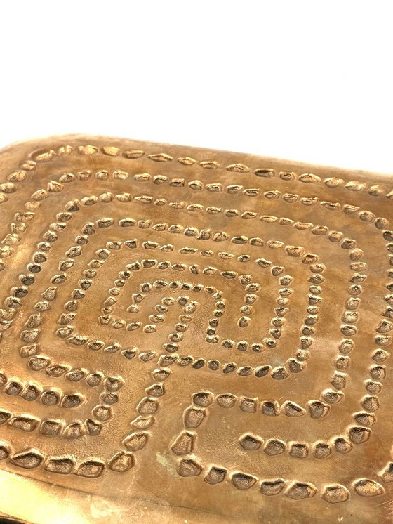 Image 1 of Plateau moderne en laiton massif / vide poche, Atelier Ventrella Italie années 1980