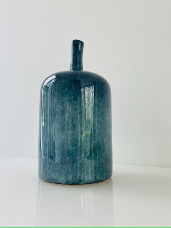 Image 1 of Vase de style scandinave, émail bleu - 23,5 cm de hauteur