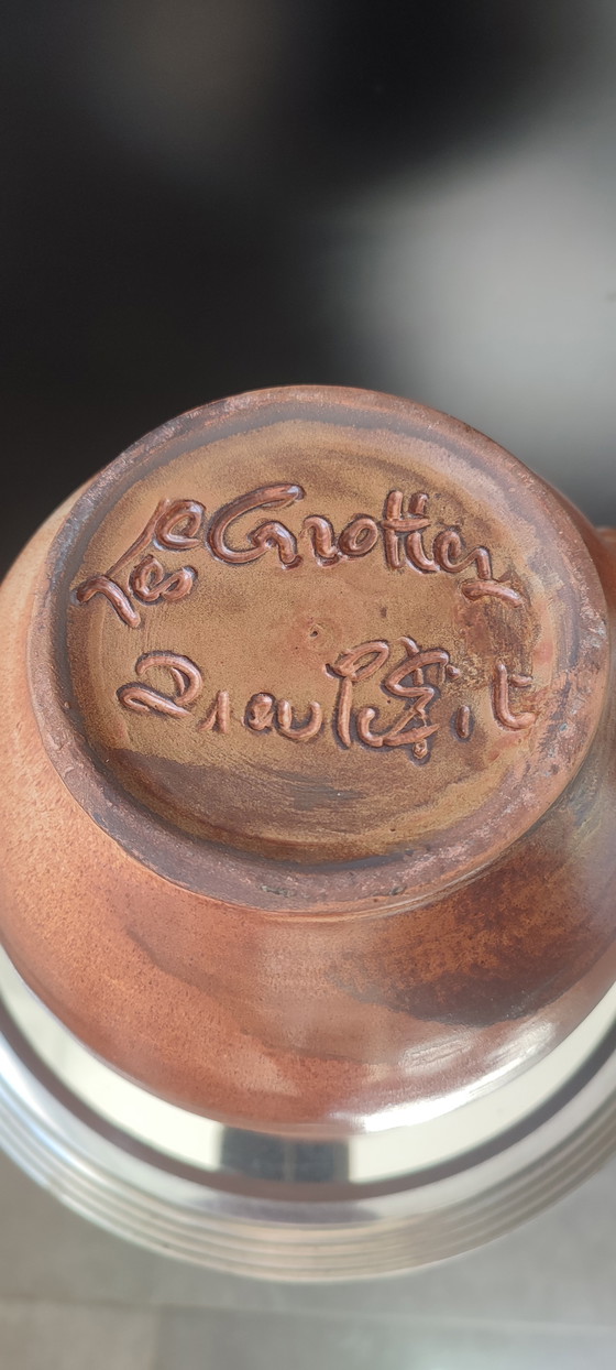 Image 1 of Vintage pitcher signed Les Grottes Dieulefit, 1950