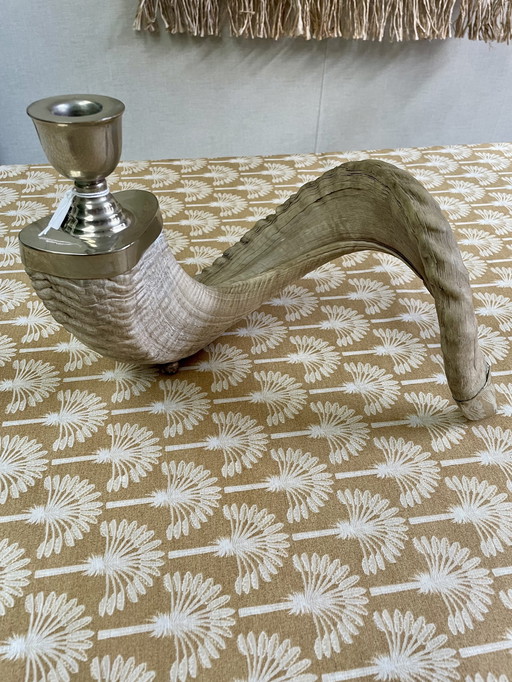 Decorative Candlestick Made From Ramshorn Horn Antlers