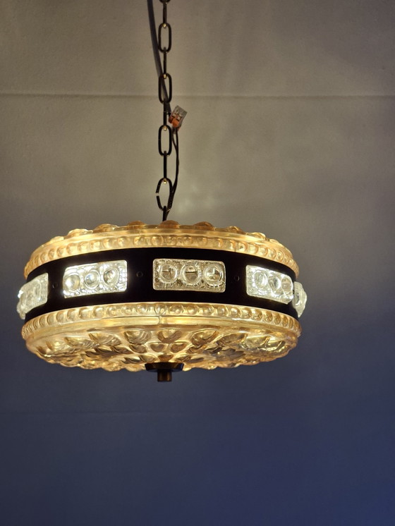 Image 1 of Ufo Pendant Lamp Orrefors Crystal Sweden
