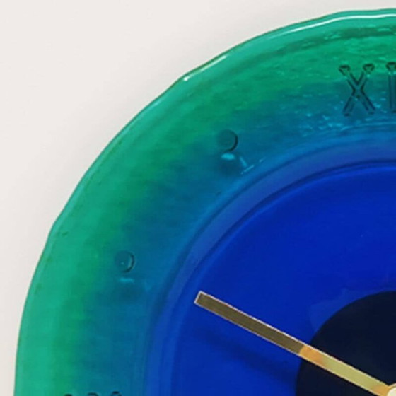 Image 1 of 1960s Wall Clock in Murano Glass by "Cà Dei Vetrai". Made in Italy