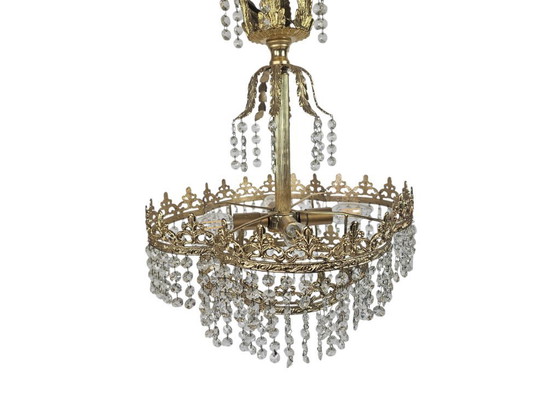 Image 1 of Chandelier - Hollywood Regency - gilded - crystal - 3rd quarter of the 20th century