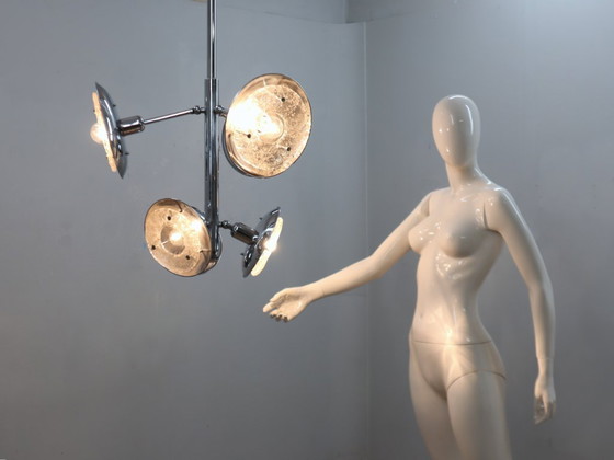 Image 1 of Esperia chandelier 1970s, chrome and Murano glass, 6 arms adjustable