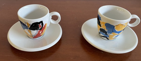 Due tazzine da caffè espresso con piattini, motivo astratto, Jan Cremer, Stoviglie, Ceramica, Porcellana (foto 3 di 12)