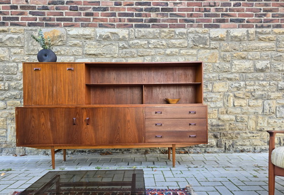 Dressoirs Highboard jaren 60 Teak Mid Century jaren 70 Vintage Kast Vitrine – Wood (photo 5 of 12)