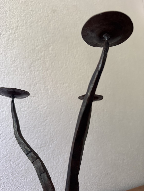 Image 1 of 60's Brutalist style wrought iron candlestick