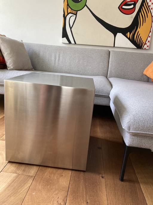 Casamilano mobile side table cube stainless steel 48x48x48
