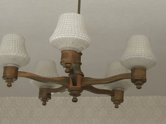 Image 1 of Art Deco Holzkronleuchter