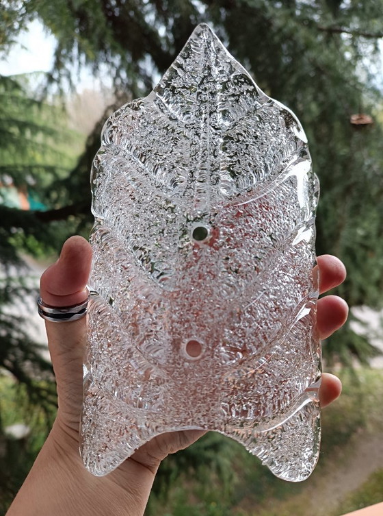 Image 1 of Zeldzaam paar "Leaves" kunstglazen wandlampen van Carl Fagerlund voor Orrefors - Zweden, jaren 1960-1970