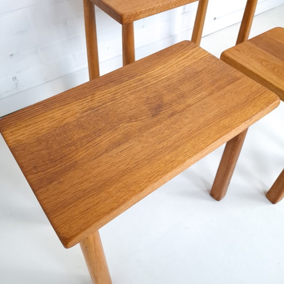 Vintage Brutalist Jaren 60/70 Eikenhout Nesting Tables – Bijzettafels, Wood (photo 7 of 9)