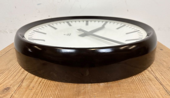 Image 1 of Large Industrial Bakelite Factory Wall Clock from Pragotron, 1960s