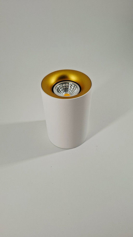 Foco de superficie / plafón LED cilíndrico en blanco o dorado