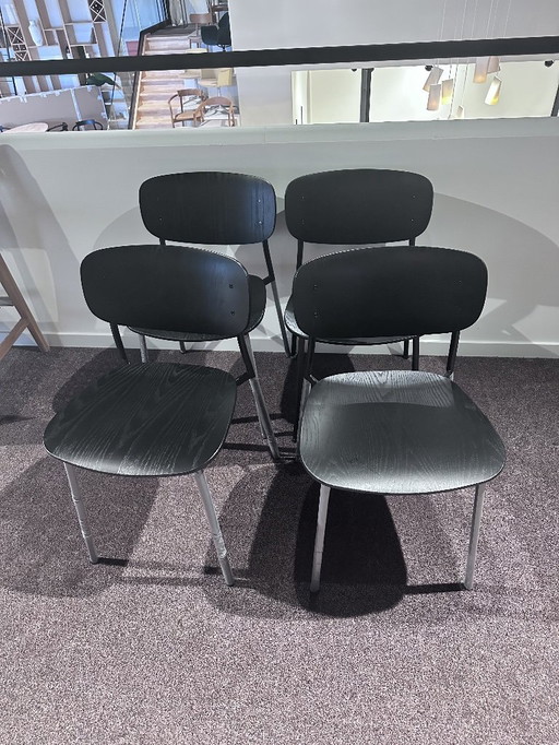 4 zwarte vintage eetkamerstoelen